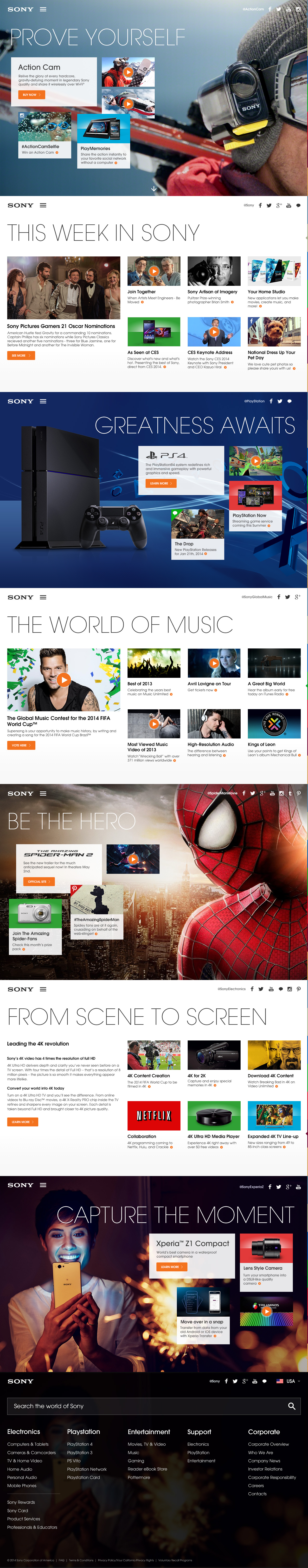 Sony home page