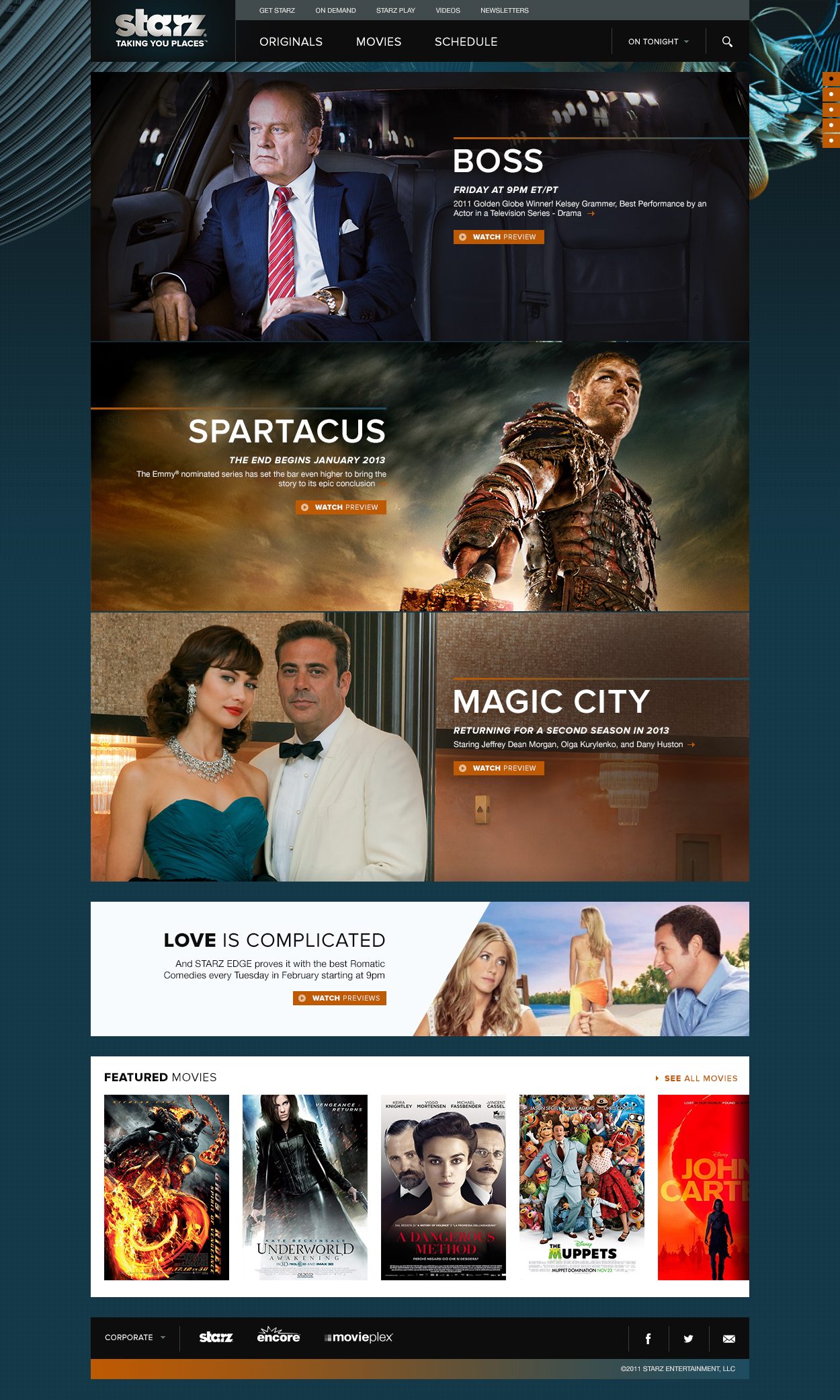 Starz home page